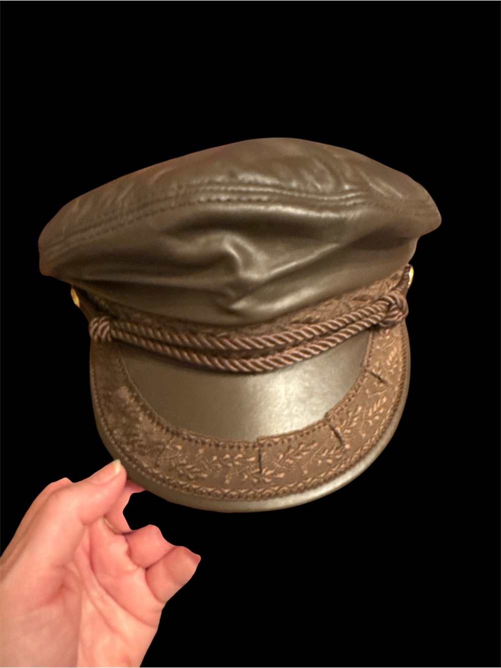 Vintage Herschel Brown Fisherman Cap with Braided Trim